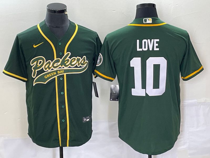 Men Green Bay Packers 10 Jordan Love Green Co Branding Game NFL Jersey